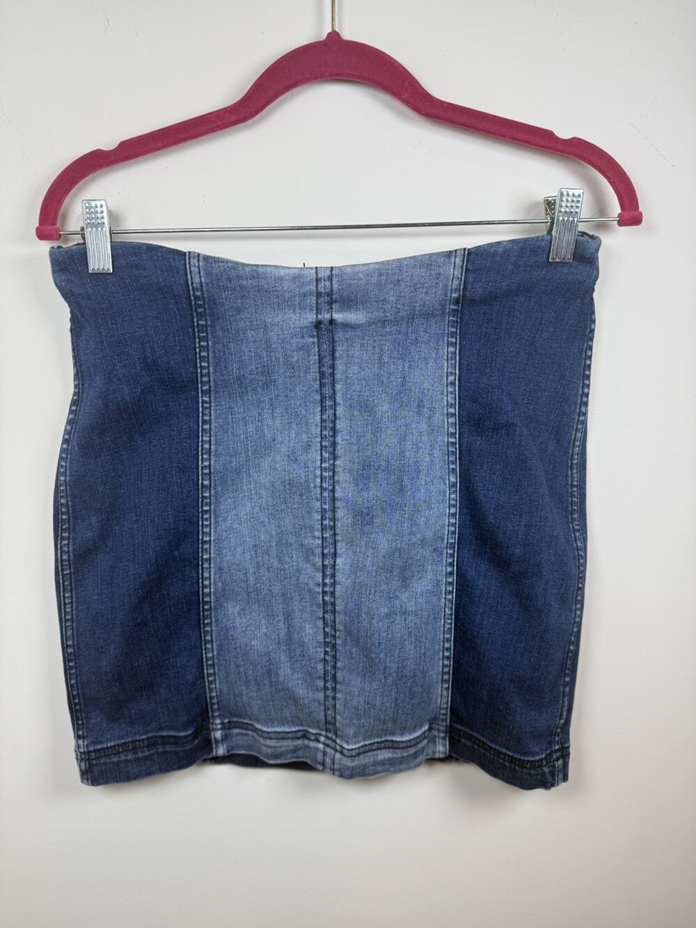 Free People Womens Modern Femme Mini Skirt Size 12 Jean Denim Stretch Zipper